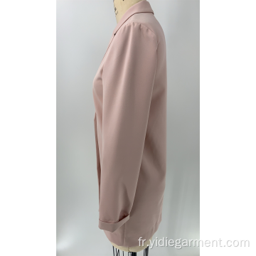 Blazer long rose clair pour femme